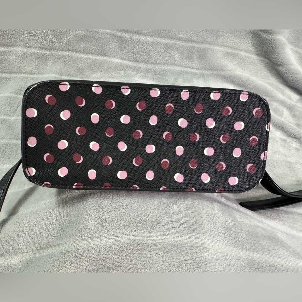 Kate Spade Payton Dome Crossbody Fiesta Zip Polka Dots Bag Black w/ Pink/Purple - Picture 3 of 13